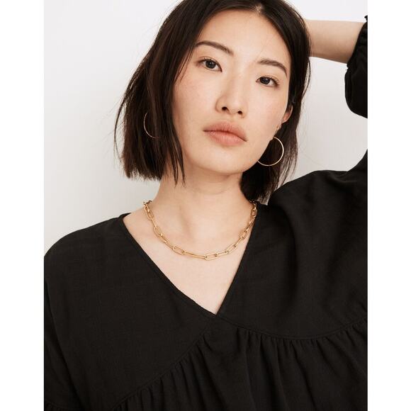 Madewell Pleated Monterey Top Size S Black Lightweight Knit Flowy 100% Cotton - Picture 3 of 16